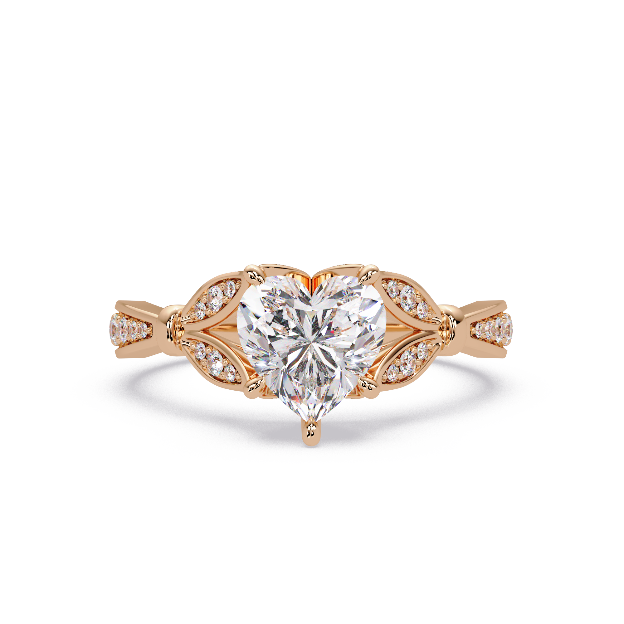 Nature Inspired Heart Diamond Engagement Ring