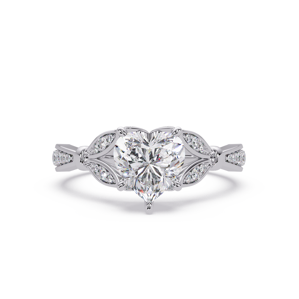 Nature Inspired Heart Diamond Engagement Ring