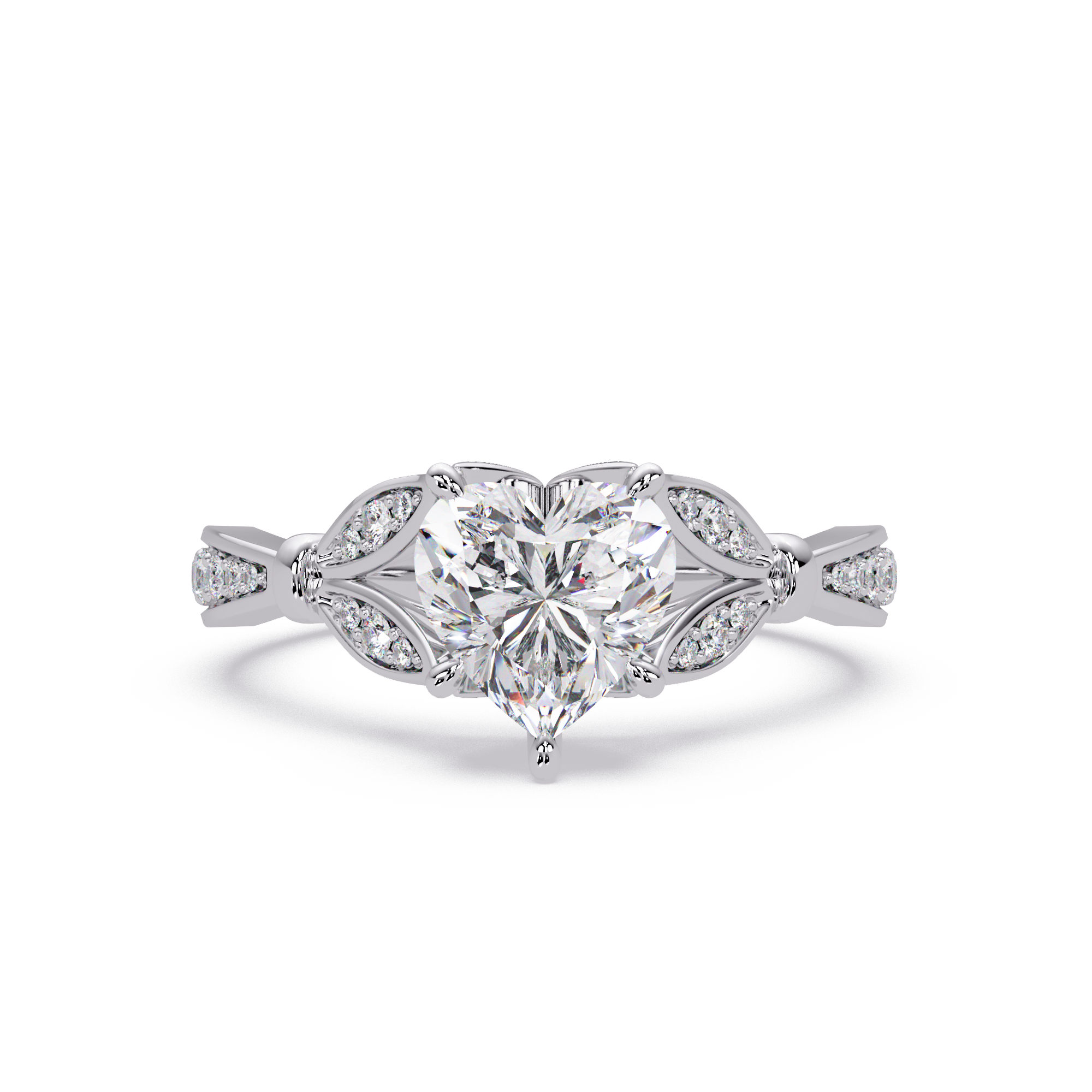 Nature Inspired Heart Diamond Engagement Ring