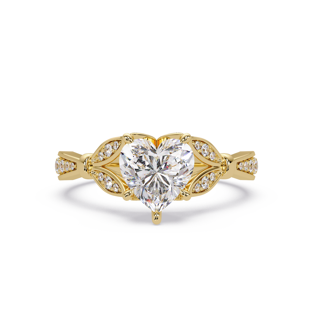 Nature Inspired Heart Diamond Engagement Ring