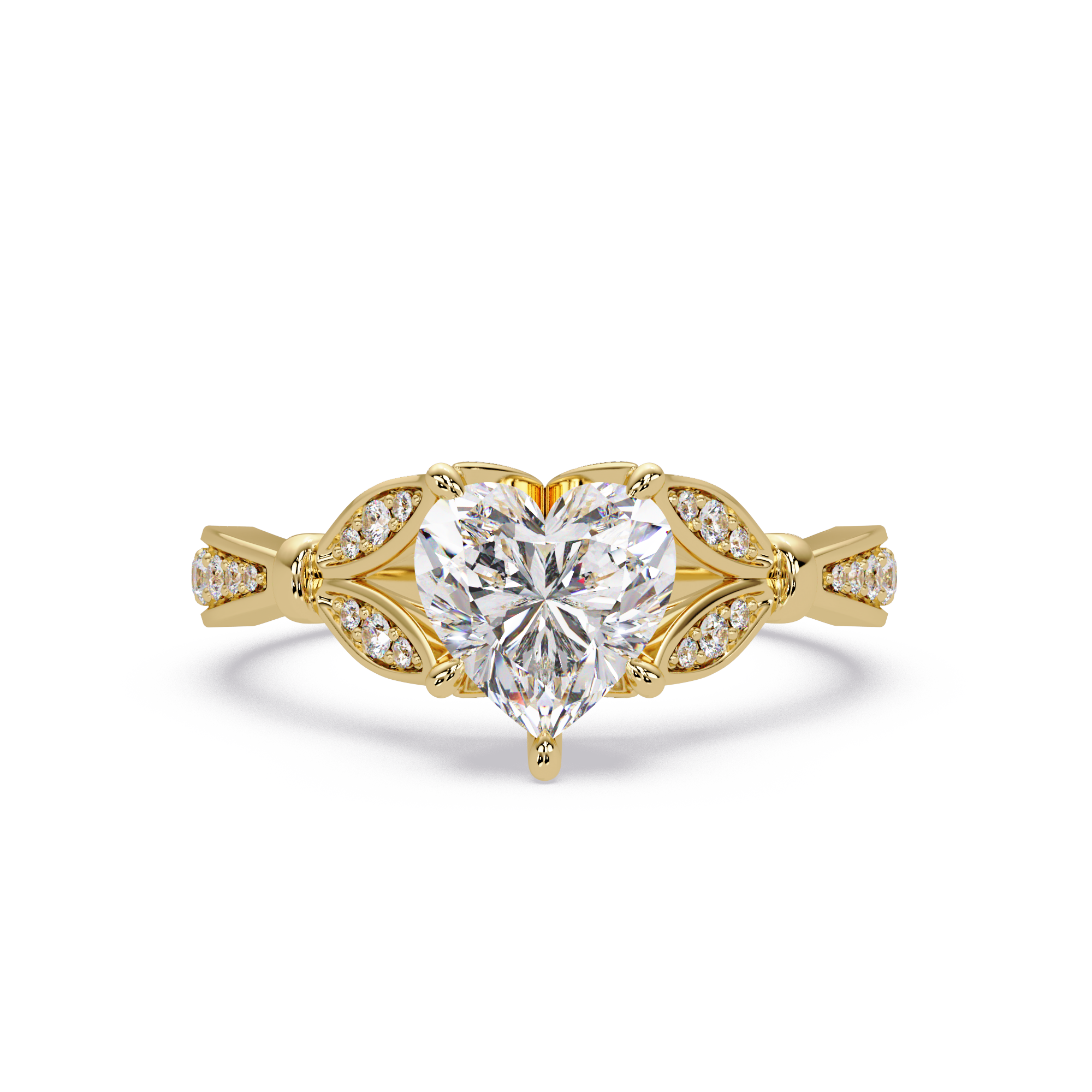 Nature Inspired Heart Diamond Engagement Ring