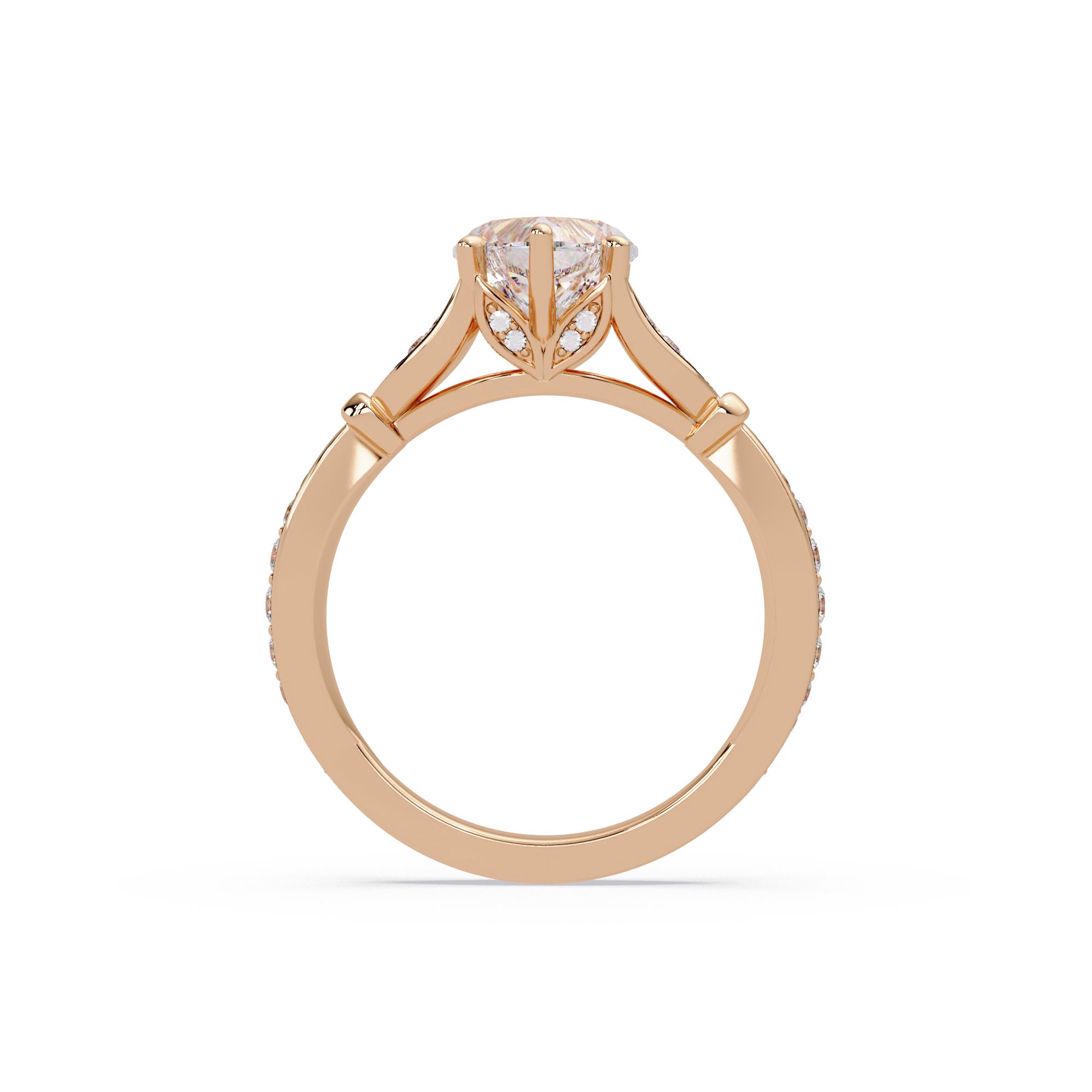 Nature Inspired Heart Diamond Engagement Ring