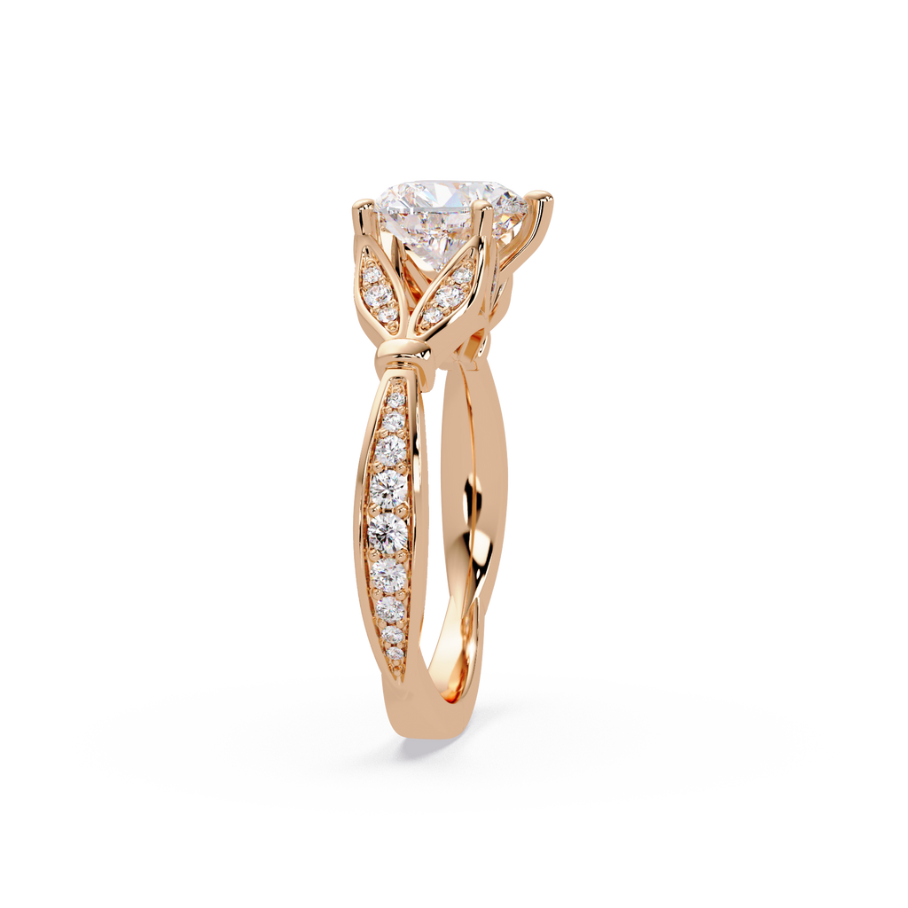 Nature Inspired Heart Diamond Engagement Ring