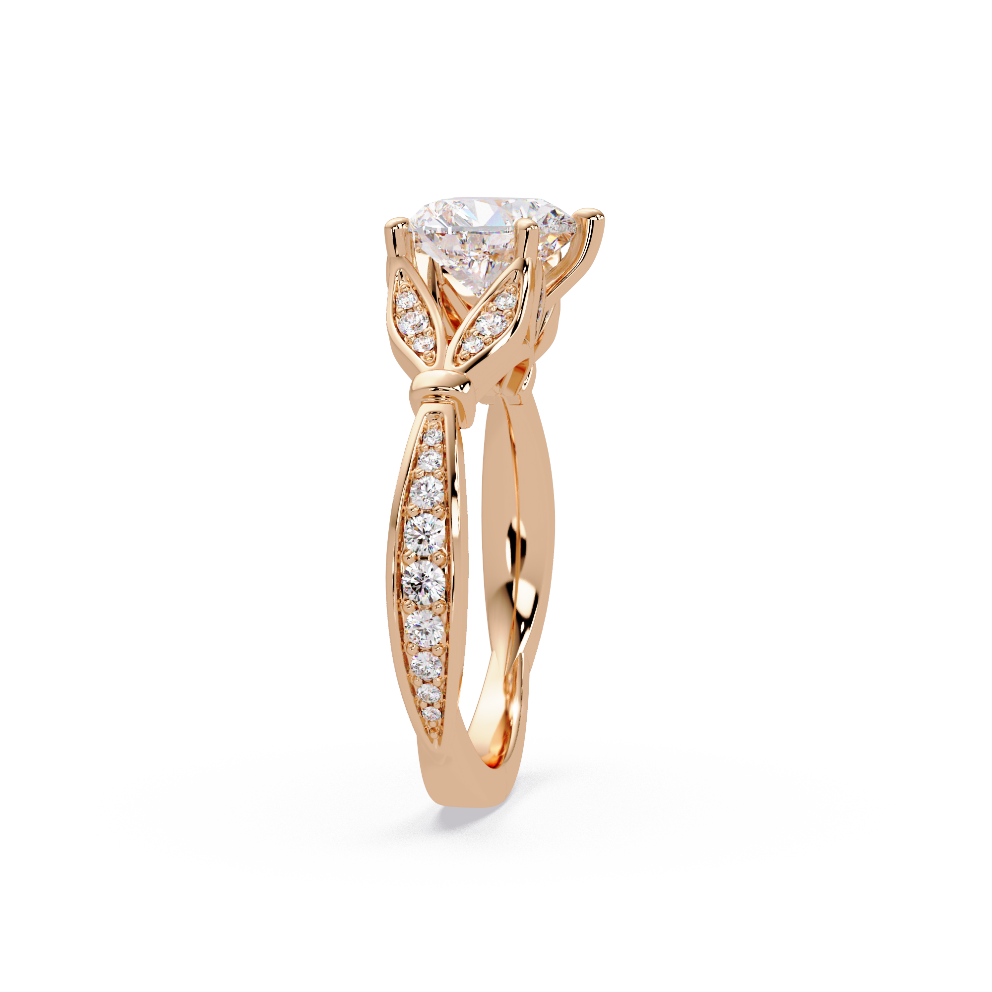Nature Inspired Heart Diamond Engagement Ring