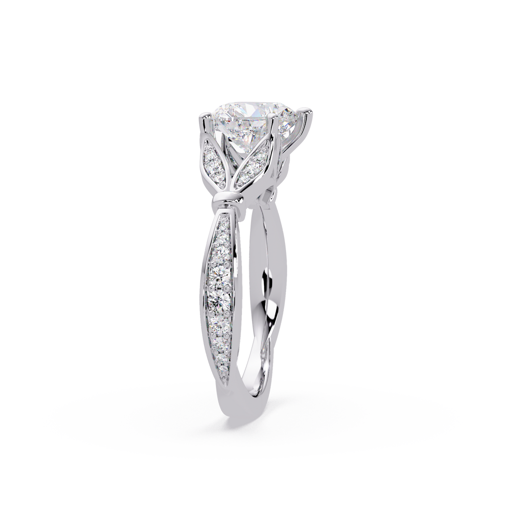 Nature Inspired Heart Diamond Engagement Ring
