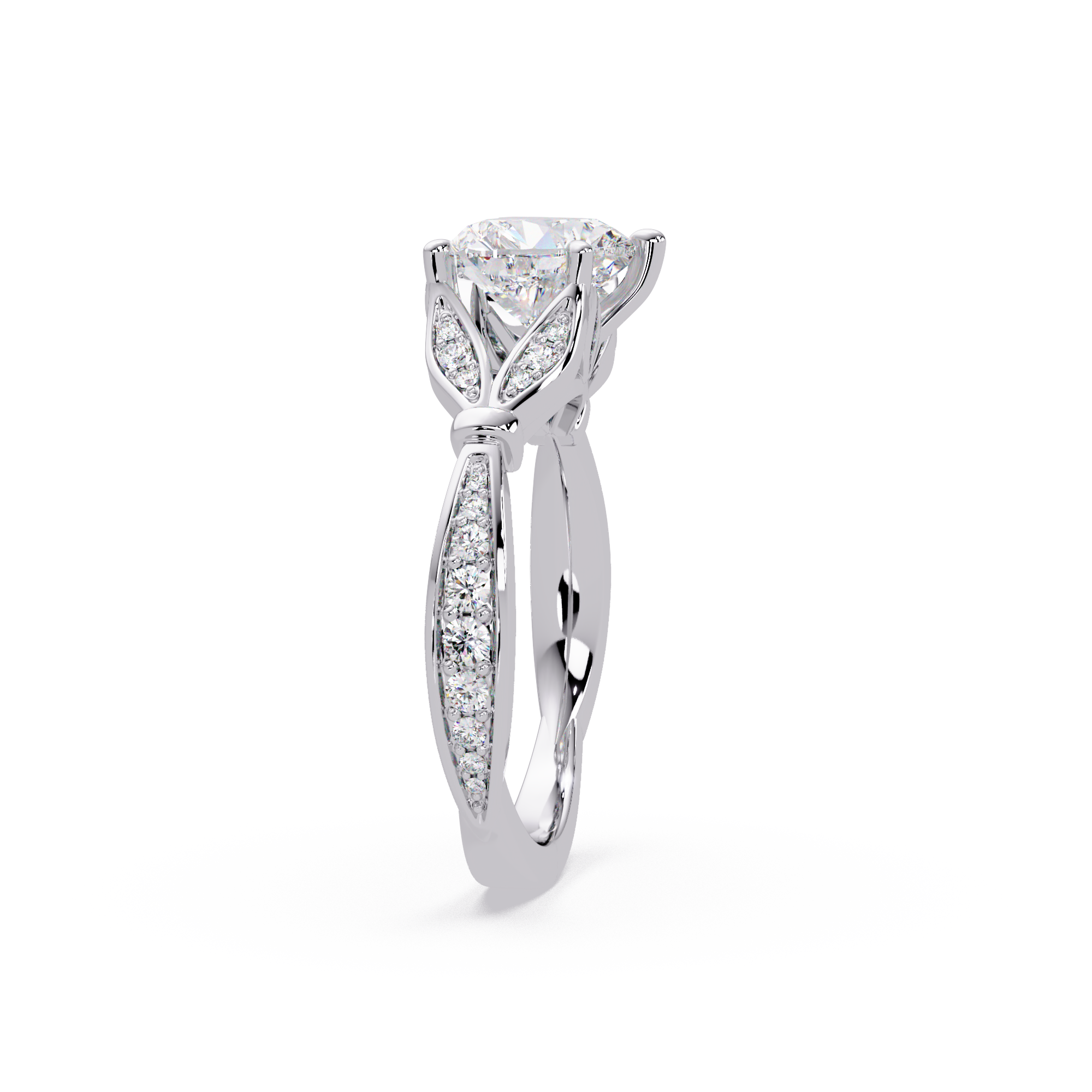 Nature Inspired Heart Diamond Engagement Ring