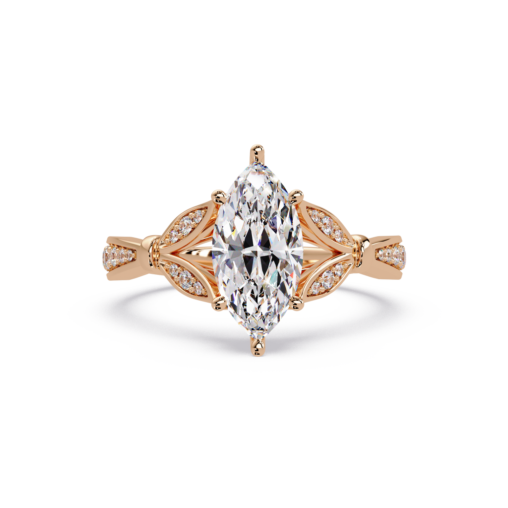 Nature Inspired Marquise Diamond Engagement Ring