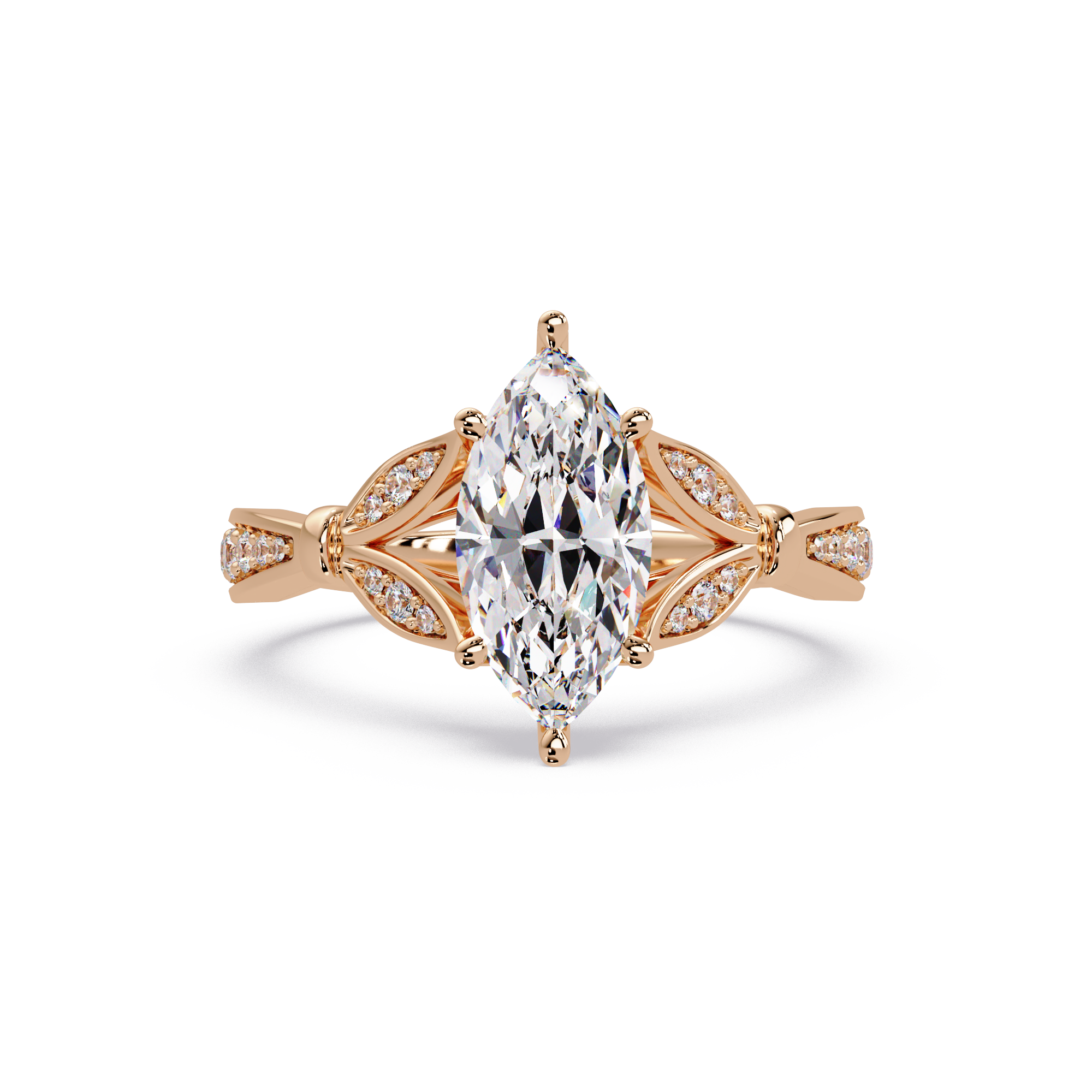 Nature Inspired Marquise Diamond Engagement Ring