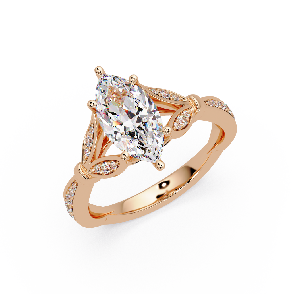 Nature Inspired Marquise Diamond Engagement Ring