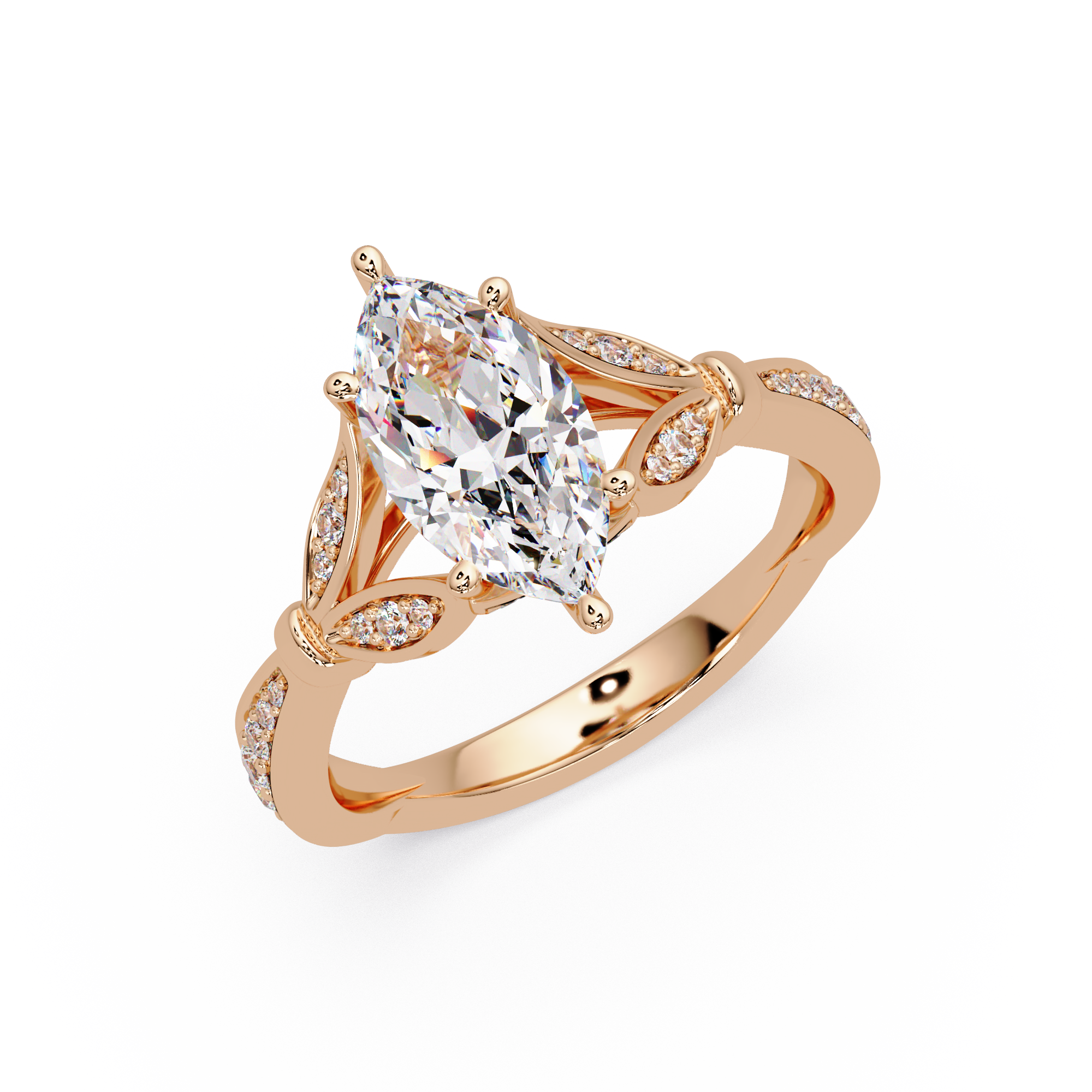 Nature Inspired Marquise Diamond Engagement Ring