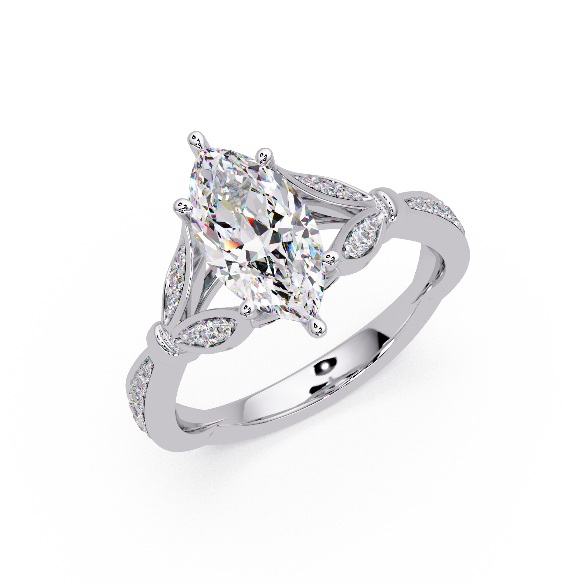 Nature Inspired Marquise Diamond Engagement Ring