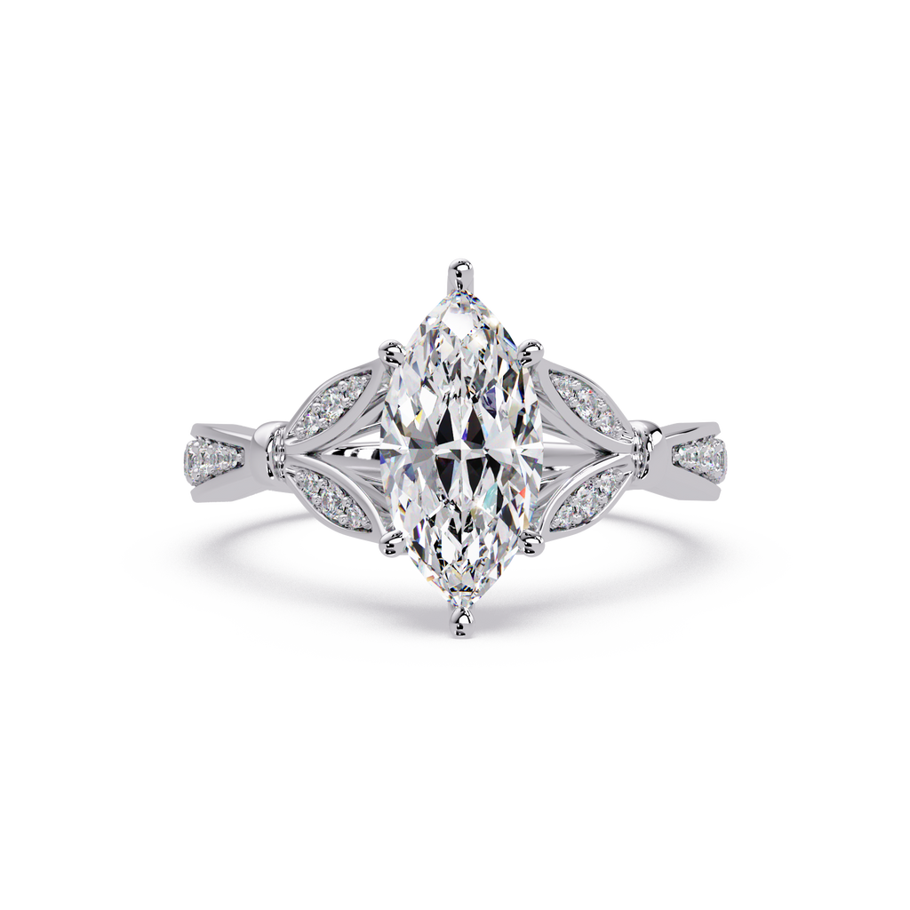 Nature Inspired Marquise Diamond Engagement Ring