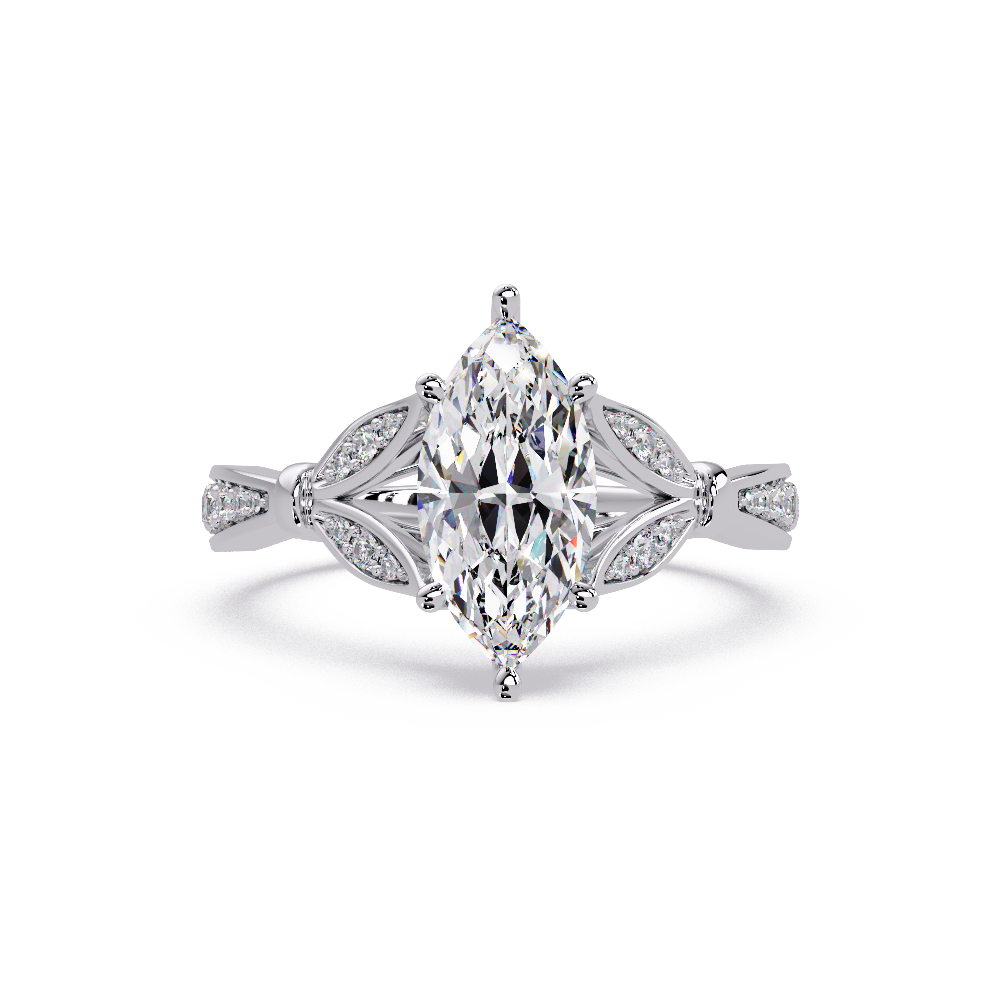 Nature Inspired Marquise Diamond Engagement Ring