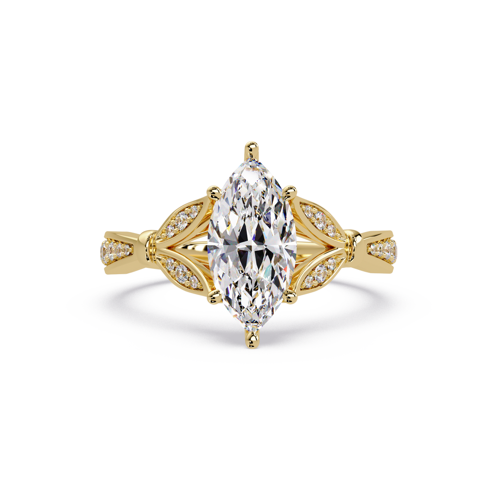 Nature Inspired Marquise Diamond Engagement Ring