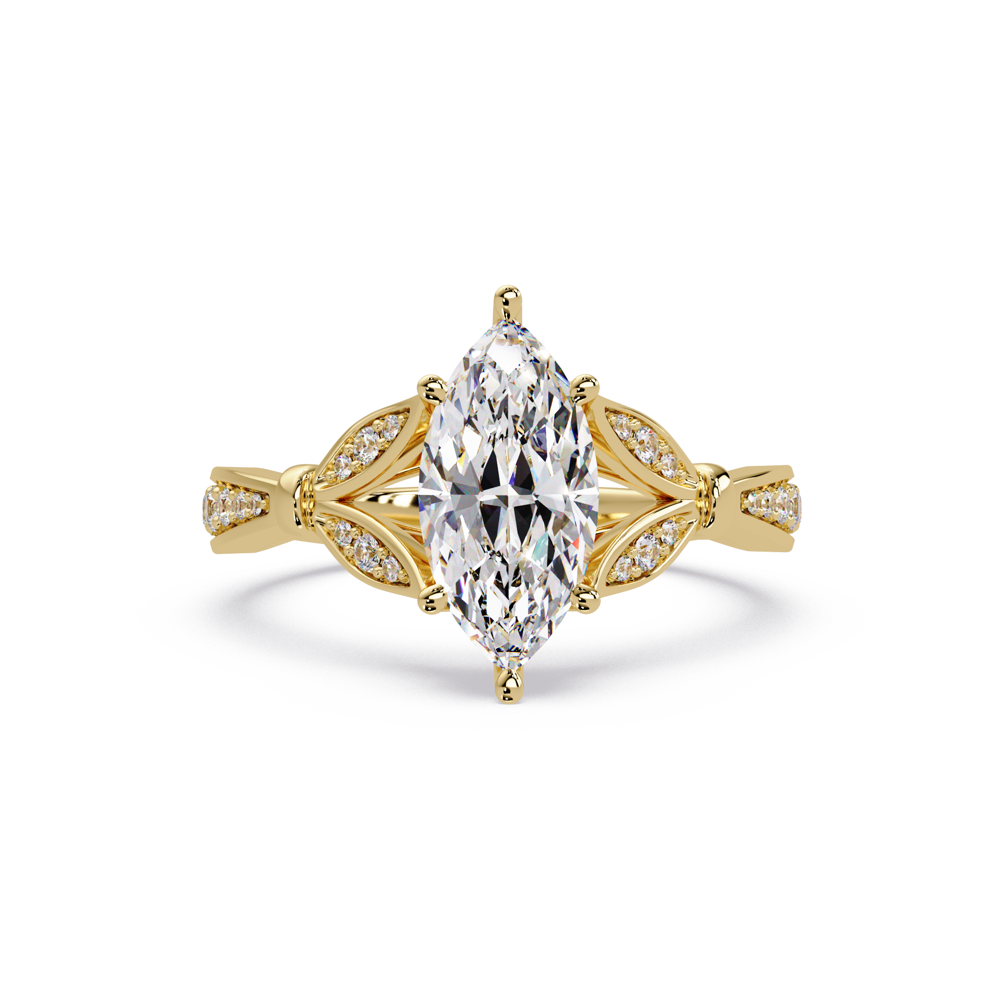 Nature Inspired Marquise Diamond Engagement Ring