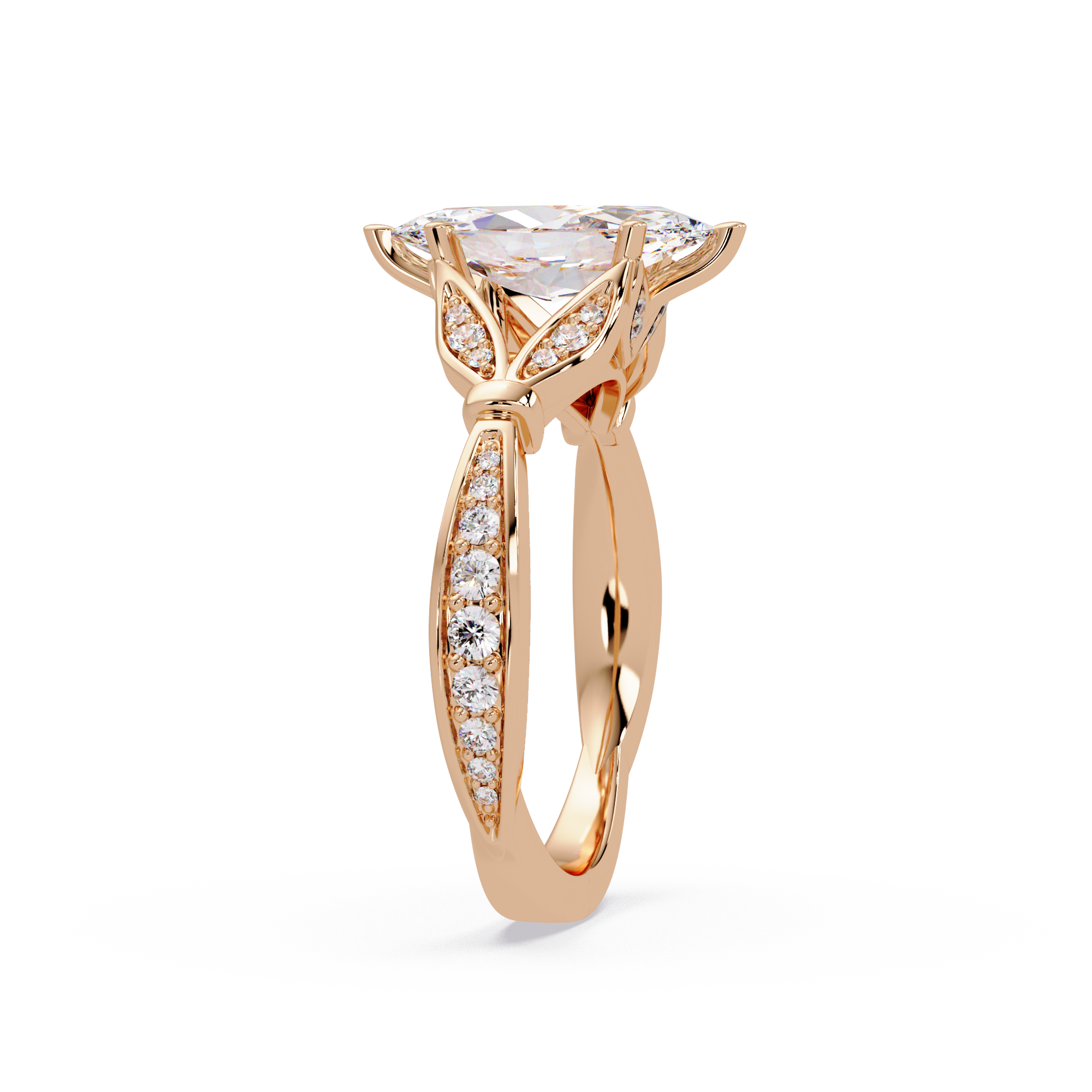 Nature Inspired Marquise Diamond Engagement Ring