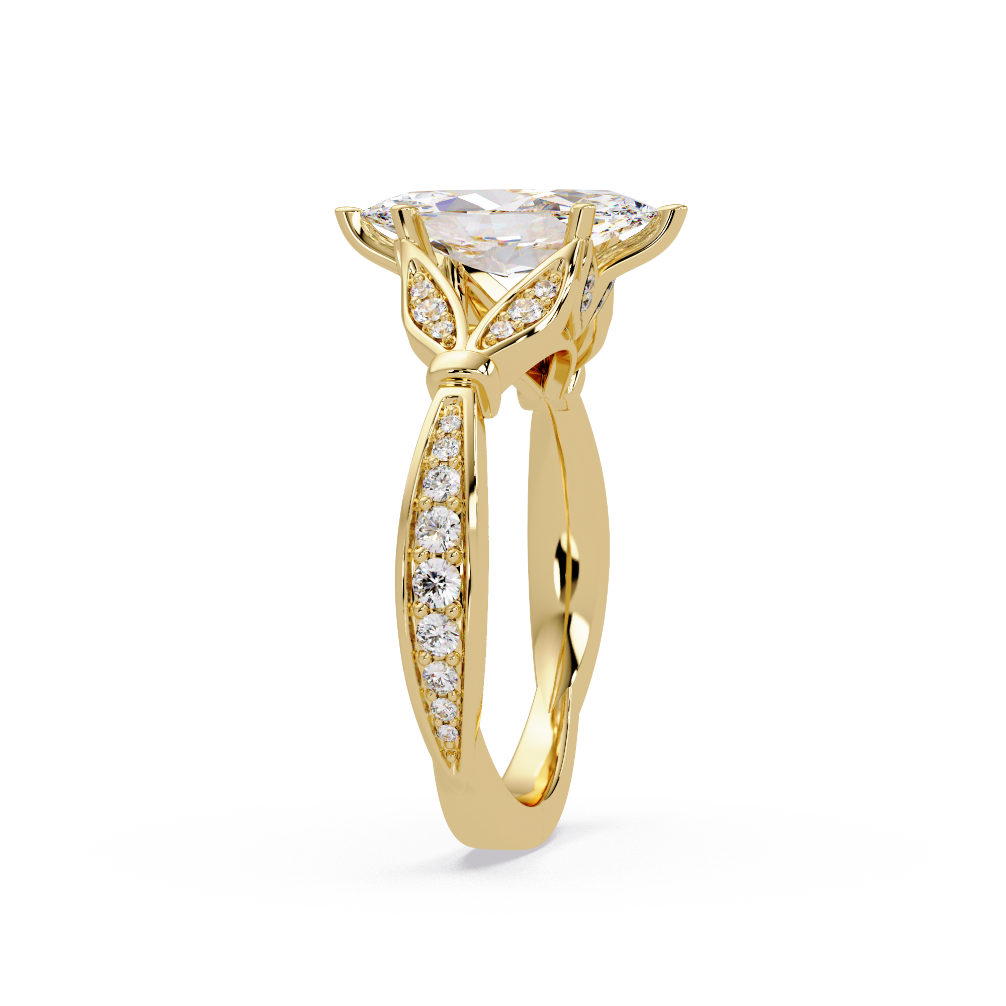 Nature Inspired Marquise Diamond Engagement Ring