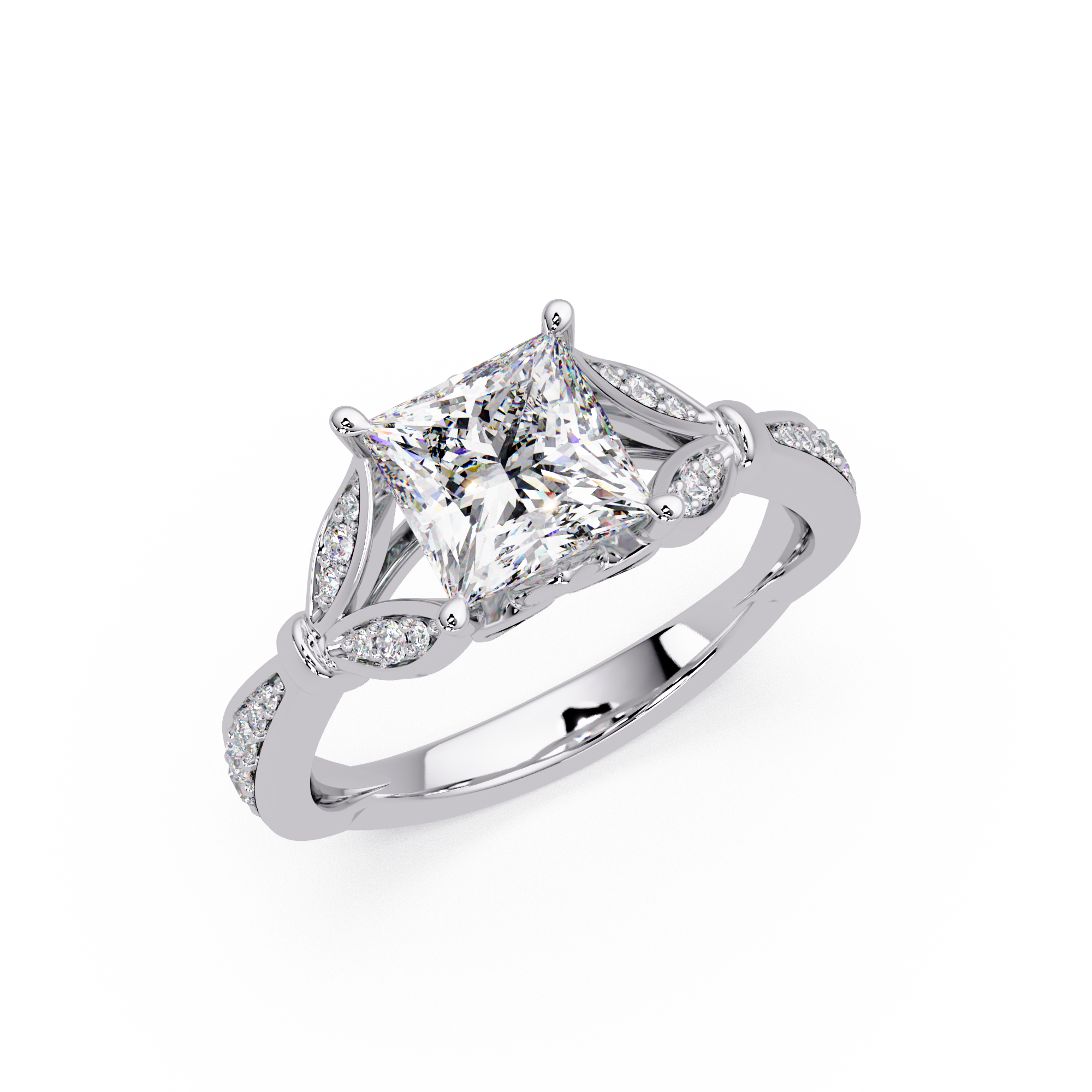 Nature-Inspired Round Diamond Engagement Ring