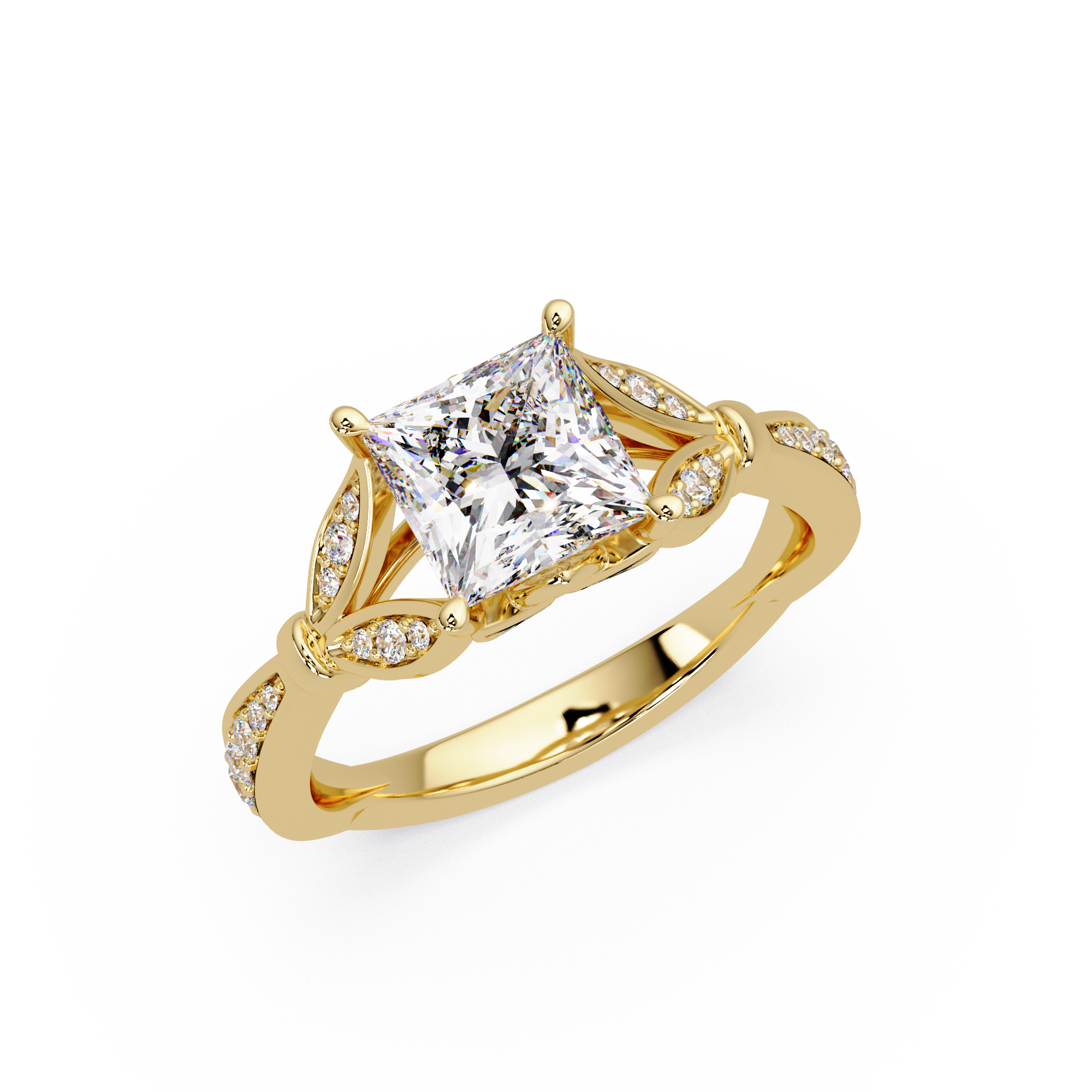 Nature-Inspired Round Diamond Engagement Ring