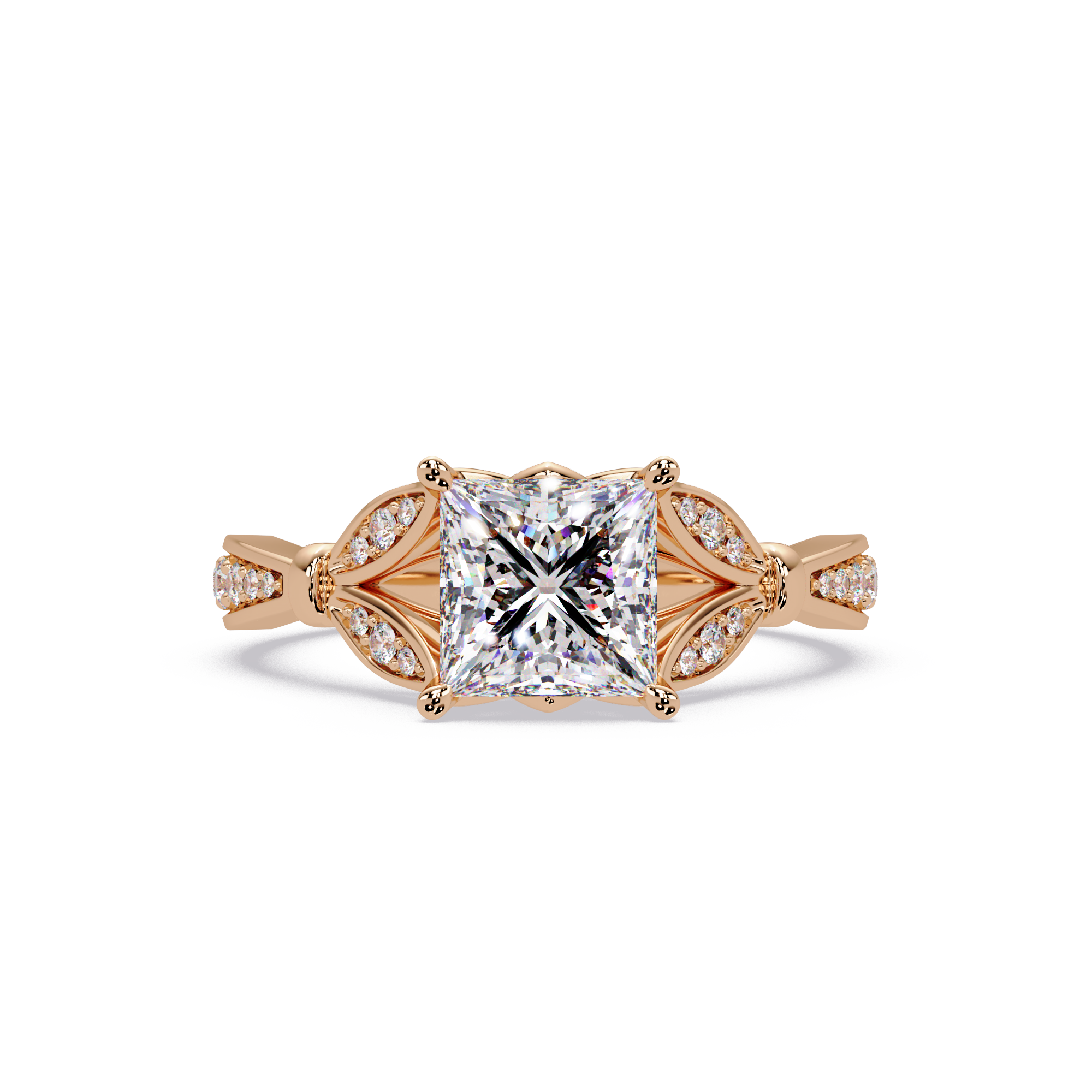 Nature-Inspired Round Diamond Engagement Ring