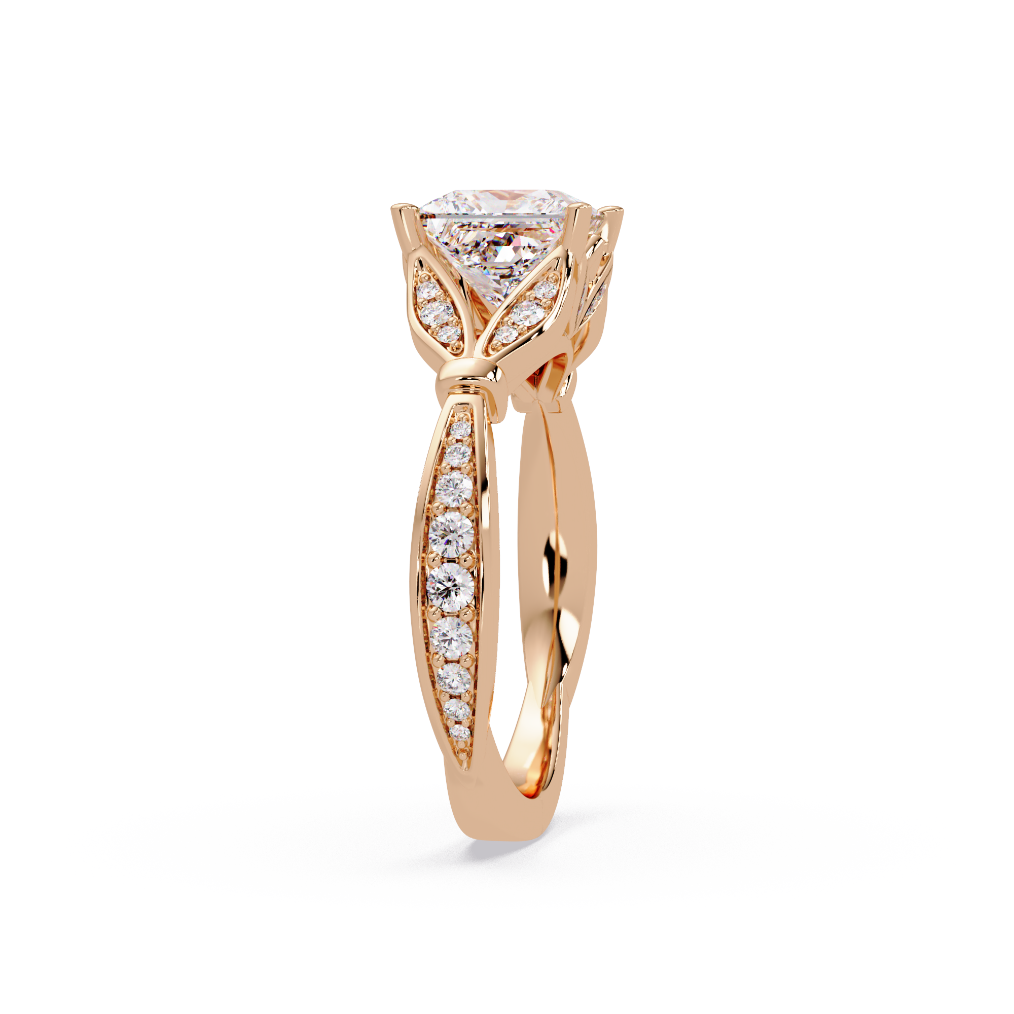 Nature-Inspired Round Diamond Engagement Ring
