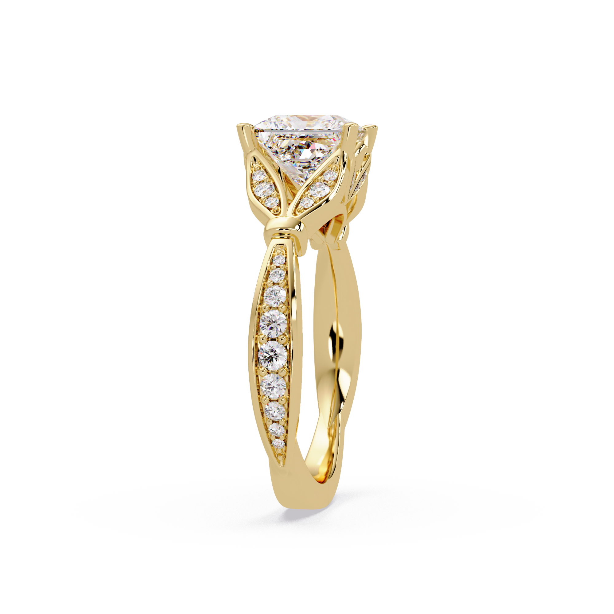 Nature-Inspired Round Diamond Engagement Ring
