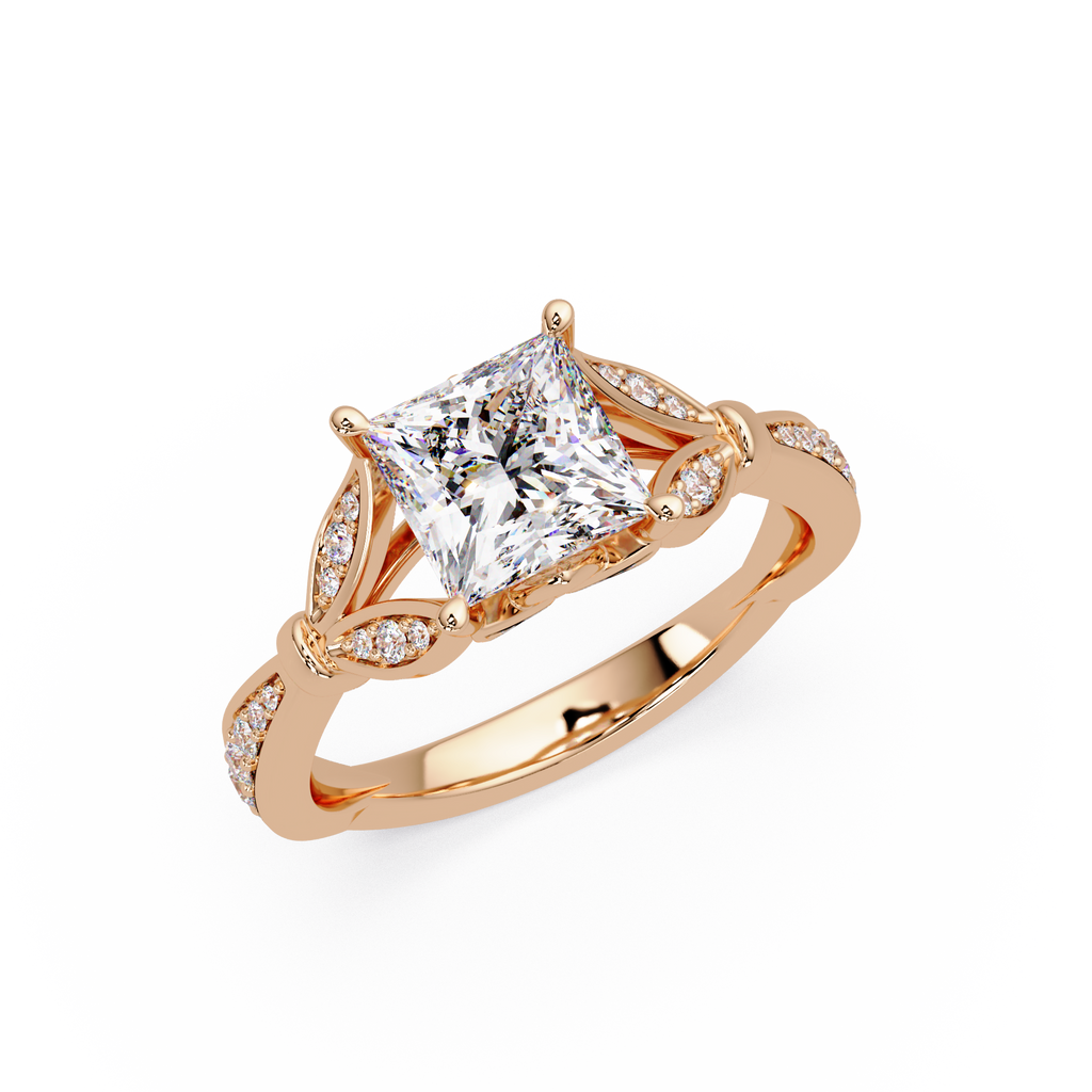 Nature-Inspired Round Diamond Engagement Ring