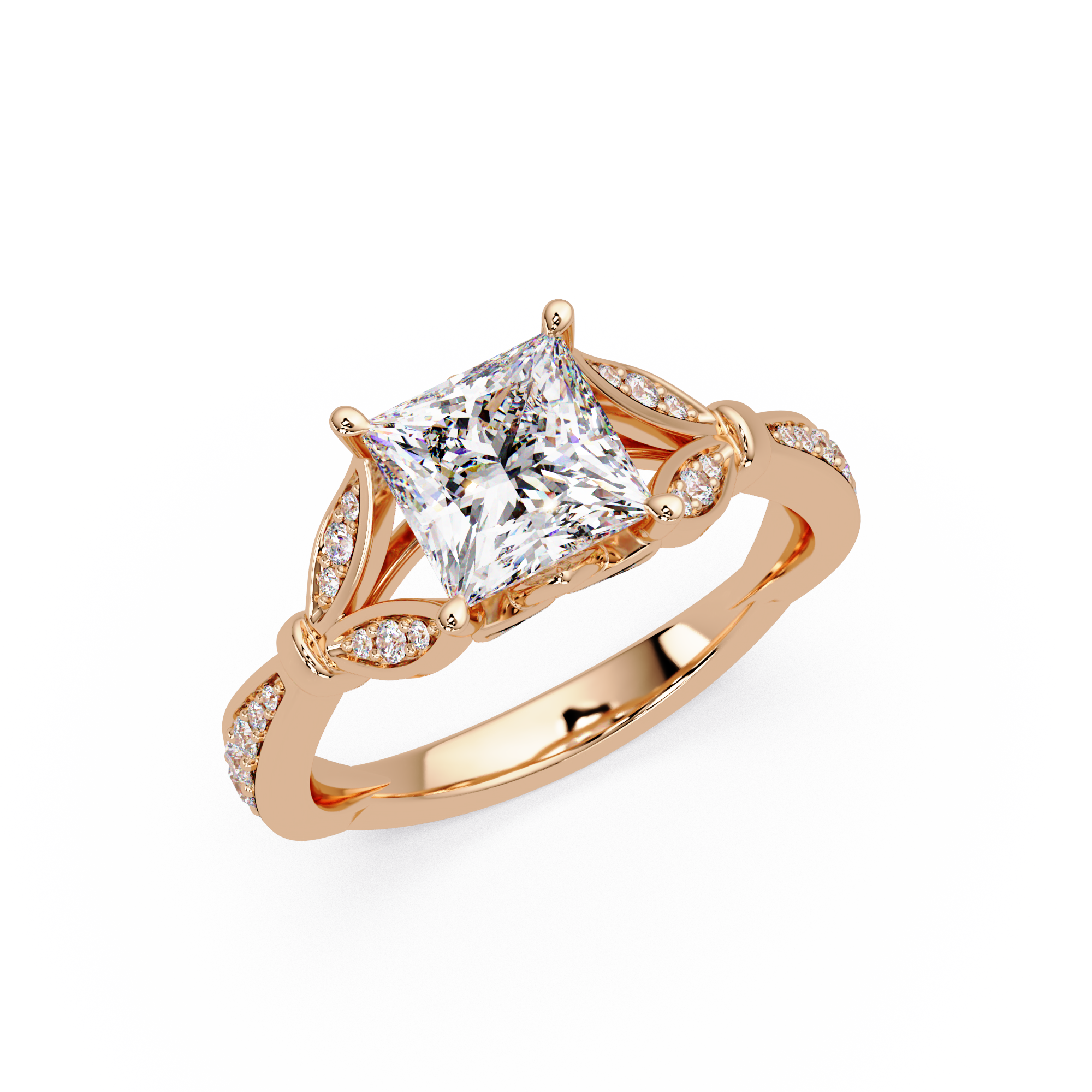Nature-Inspired Round Diamond Engagement Ring