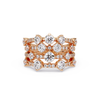 Round Cut Diamond Multi Row Statement Ring
