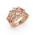 Round Cut Diamond Multi Row Statement Ring