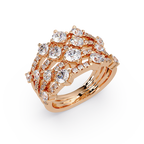 Round Cut Diamond Multi Row Statement Ring