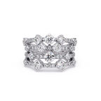 Round Cut Diamond Multi Row Statement Ring