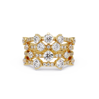 Round Cut Diamond Multi Row Statement Ring