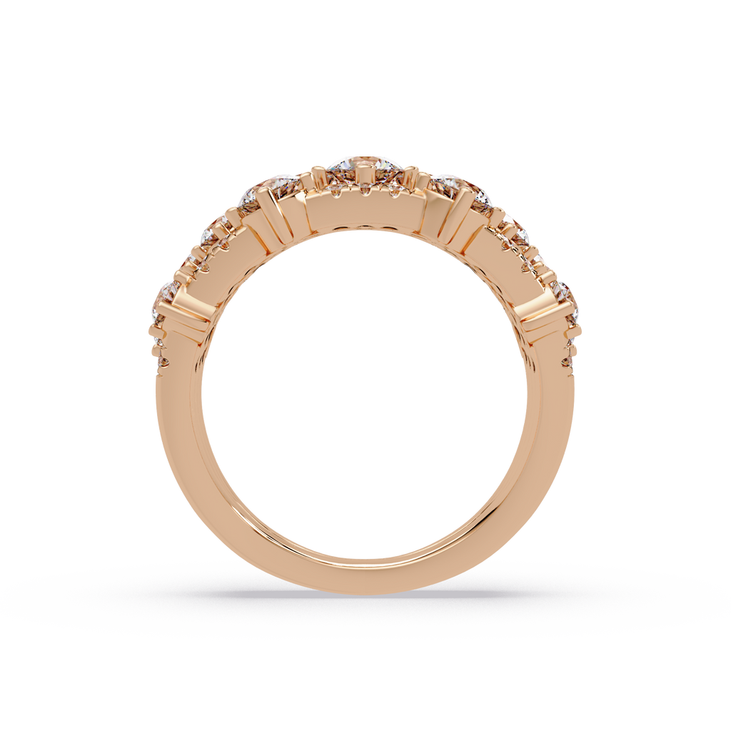 Round Cut Diamond Multi Row Statement Ring