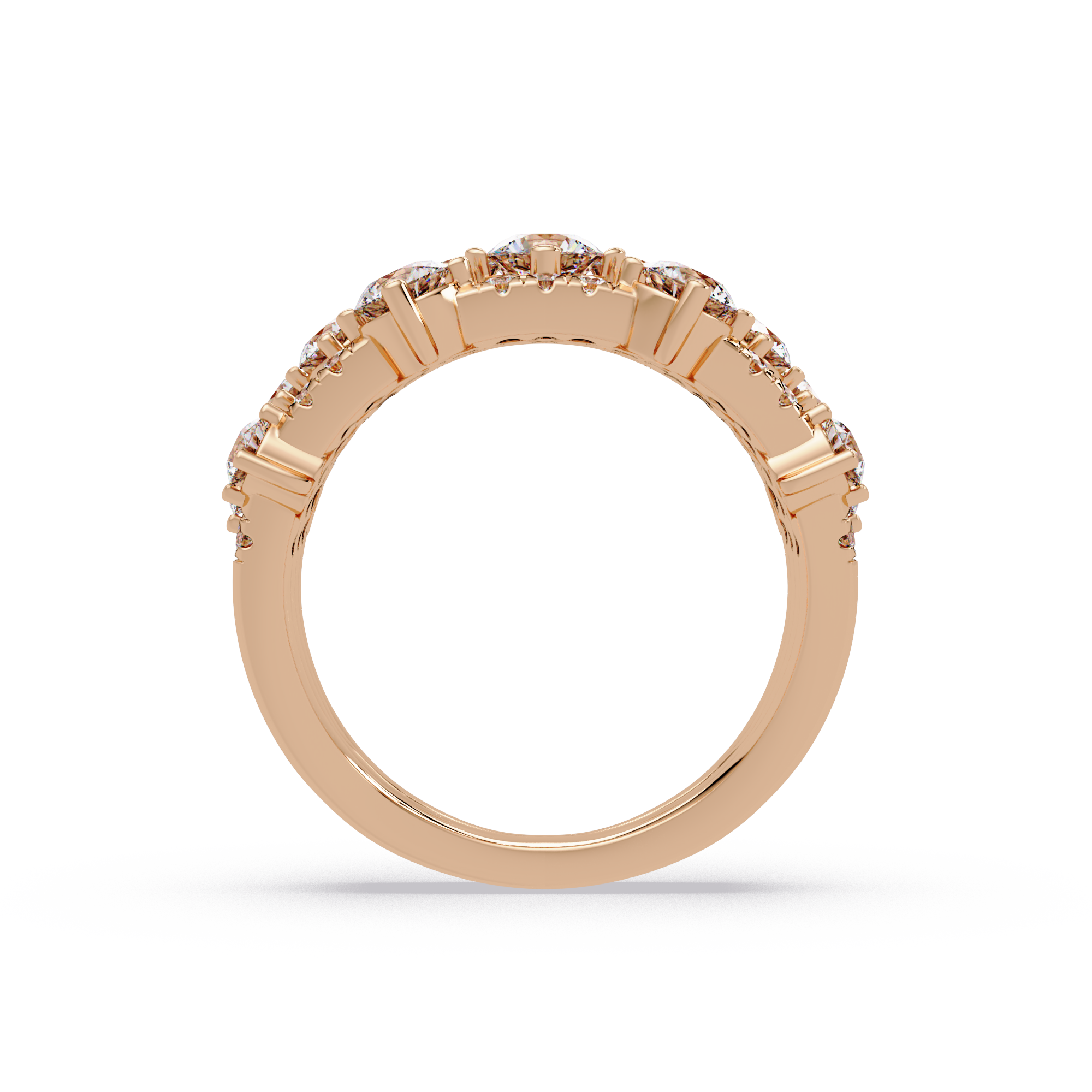 Round Cut Diamond Multi Row Statement Ring
