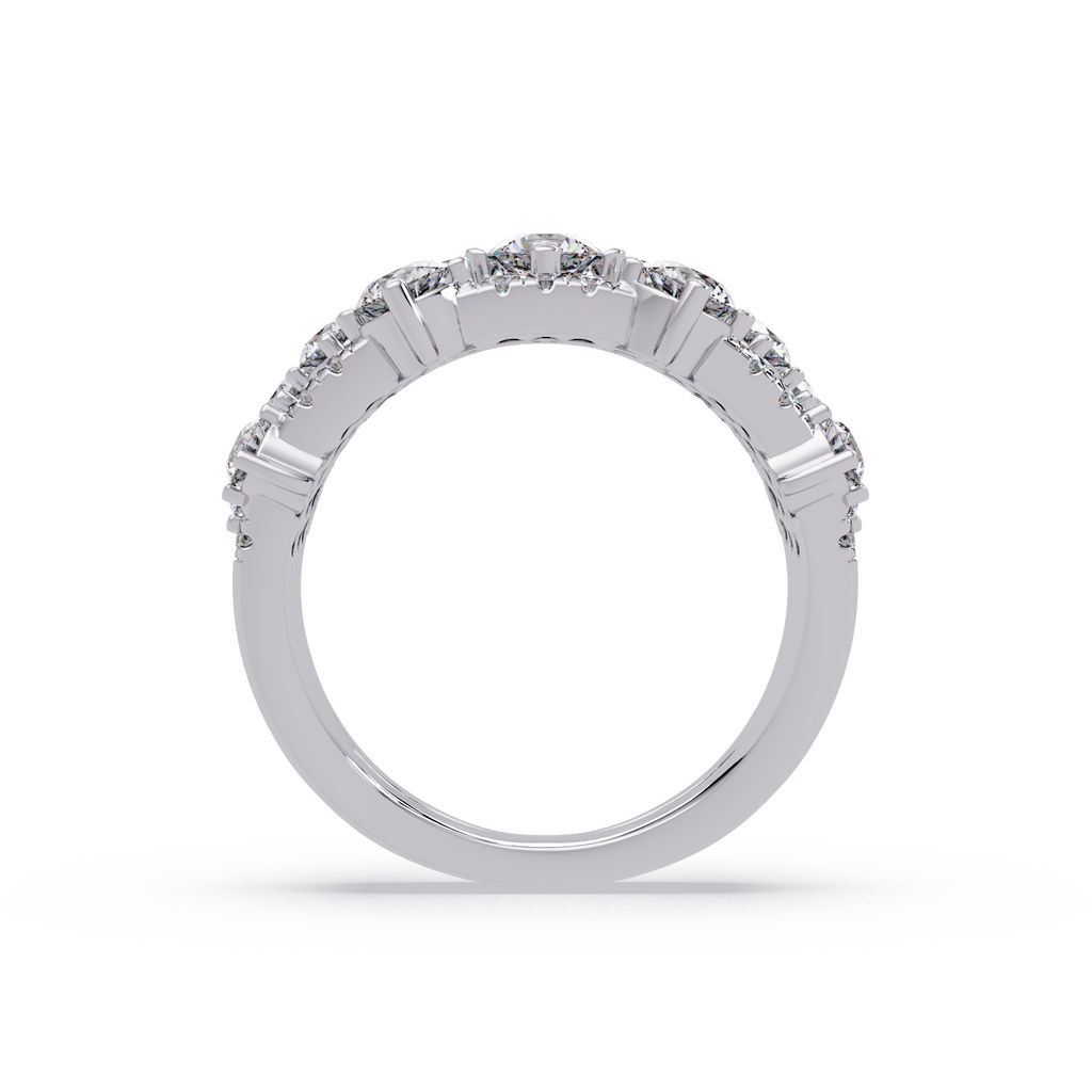 Round Cut Diamond Multi Row Statement Ring