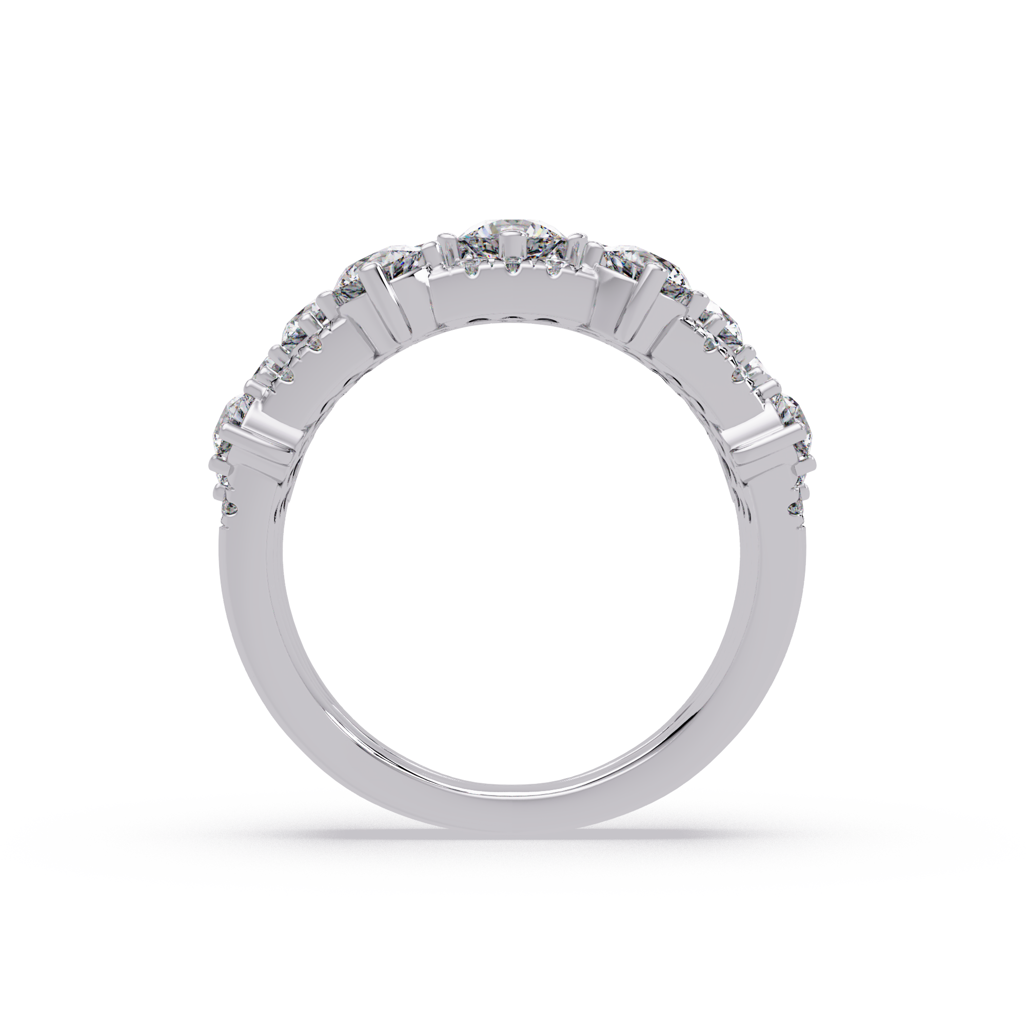 Round Cut Diamond Multi Row Statement Ring