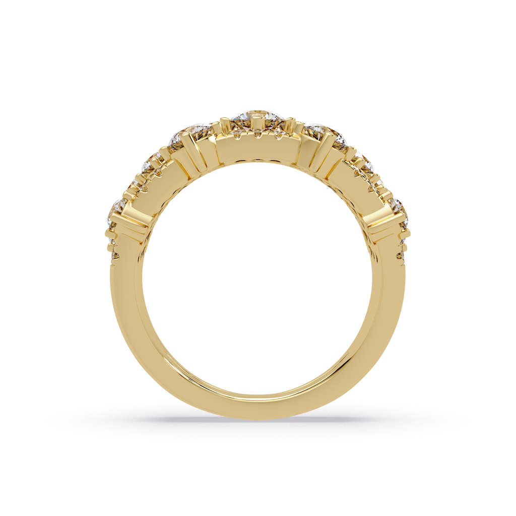 Round Cut Diamond Multi Row Statement Ring