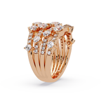 Round Cut Diamond Multi Row Statement Ring