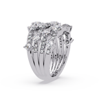 Round Cut Diamond Multi Row Statement Ring
