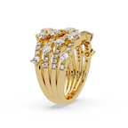 Round Cut Diamond Multi Row Statement Ring