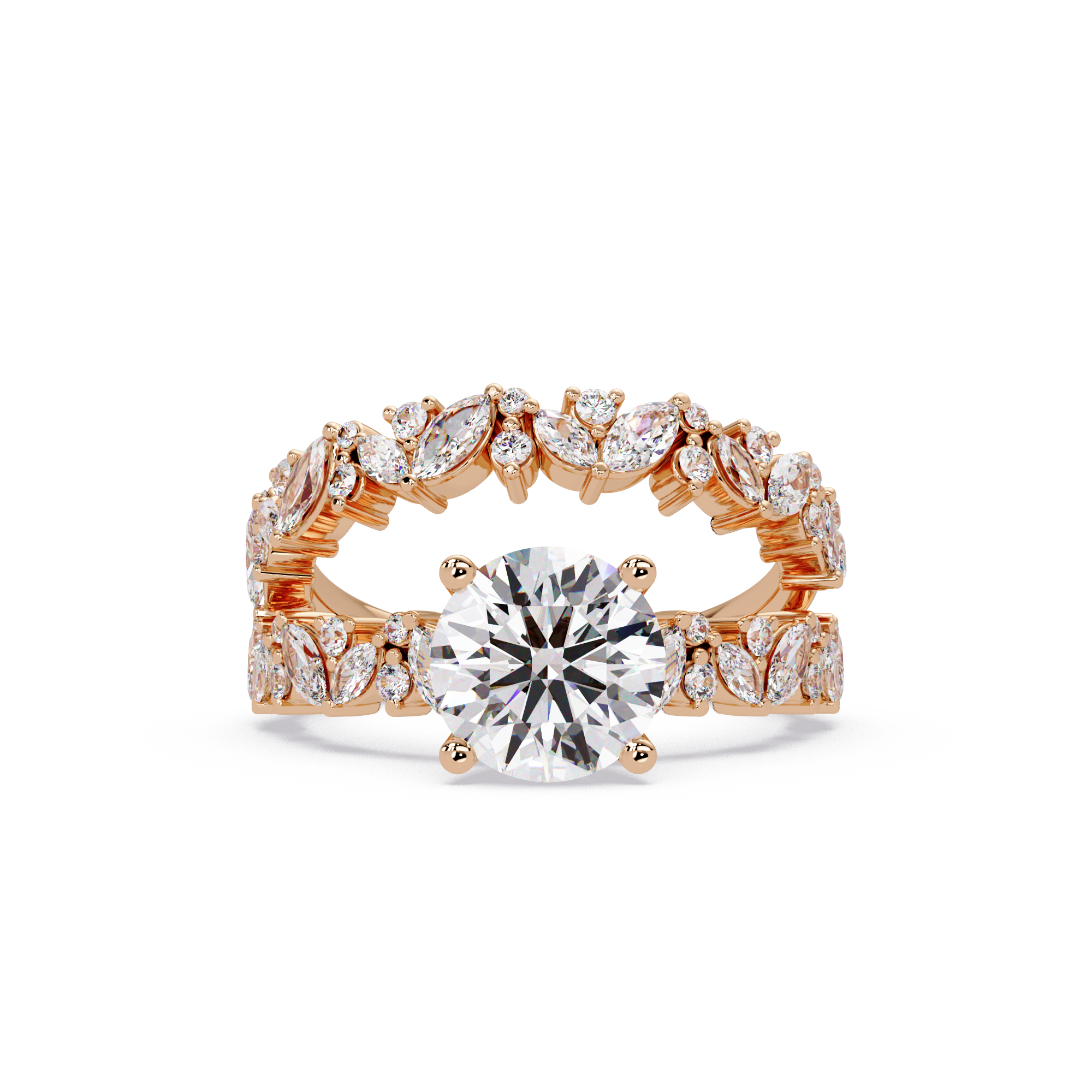 Floral Leaf Diamond Ring