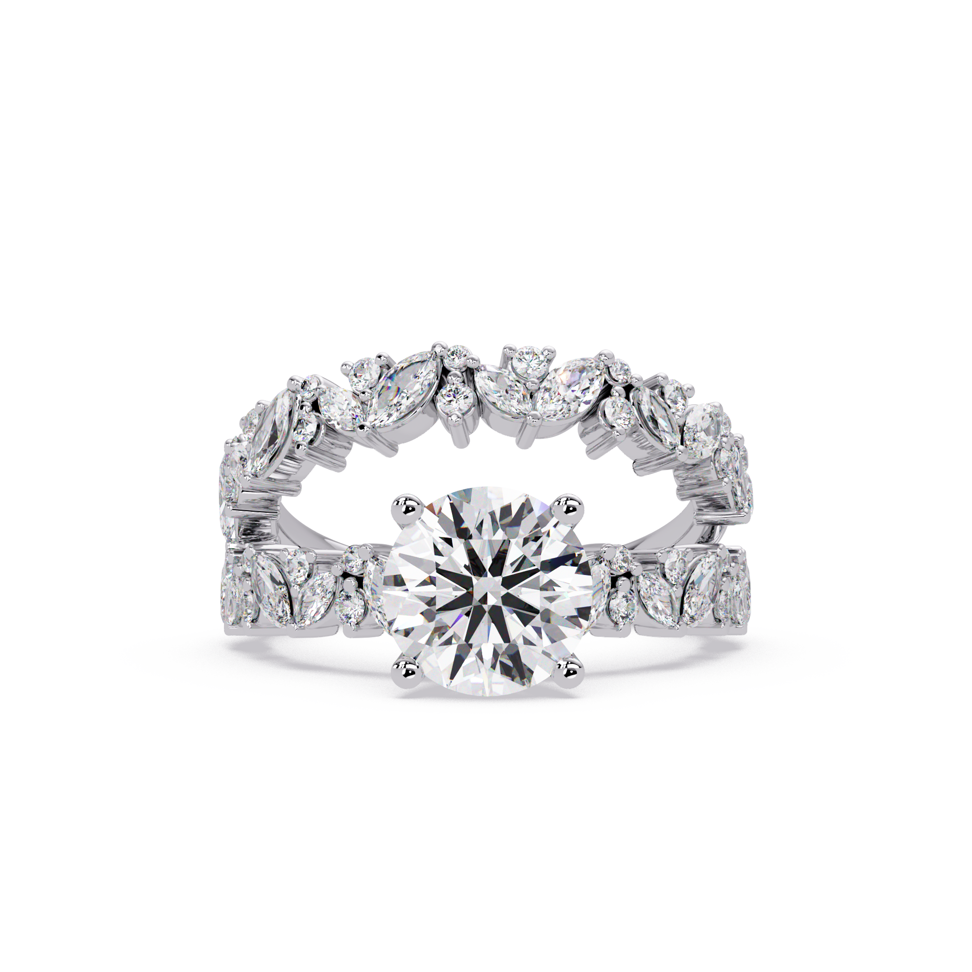 Floral Leaf Diamond Ring