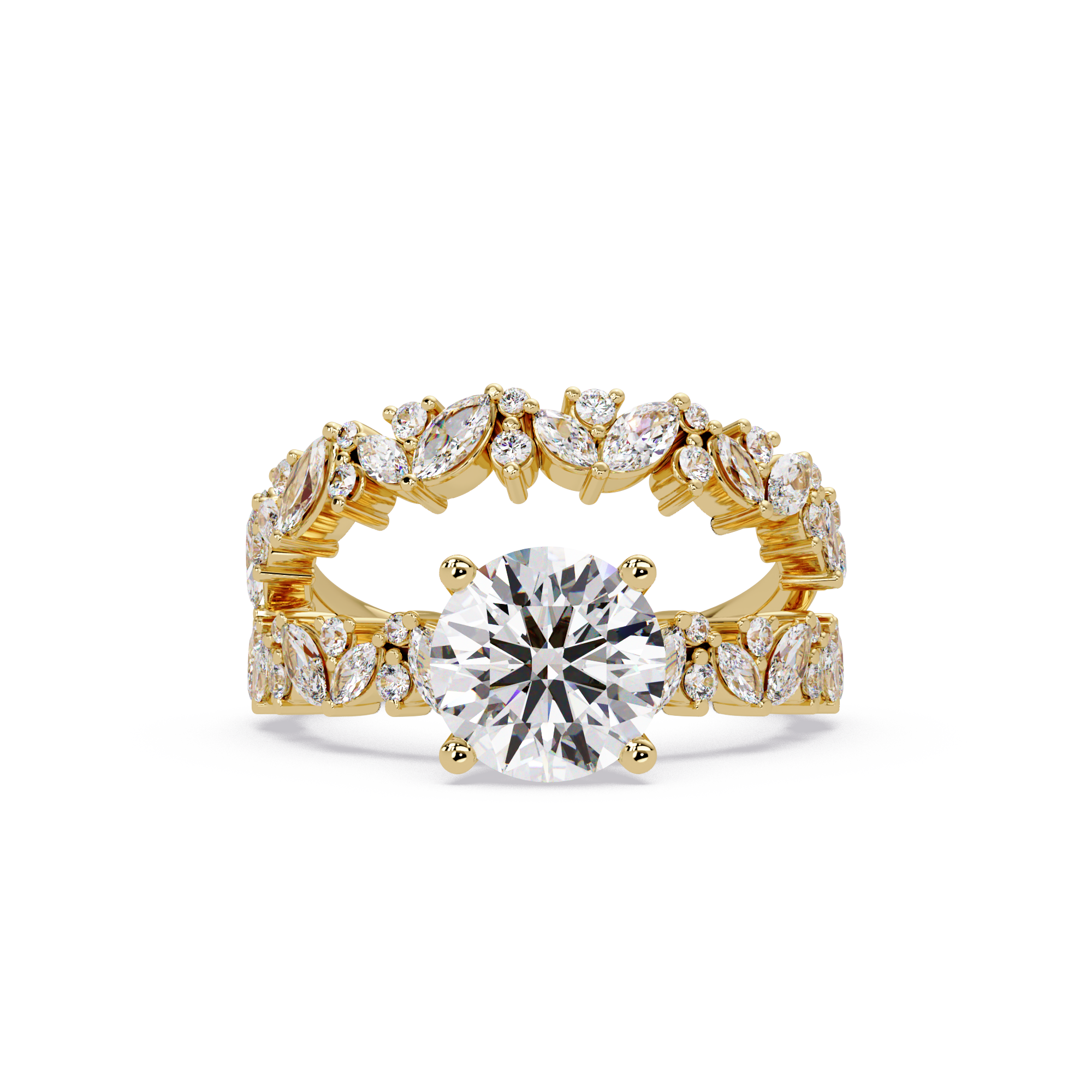 Floral Leaf Diamond Ring