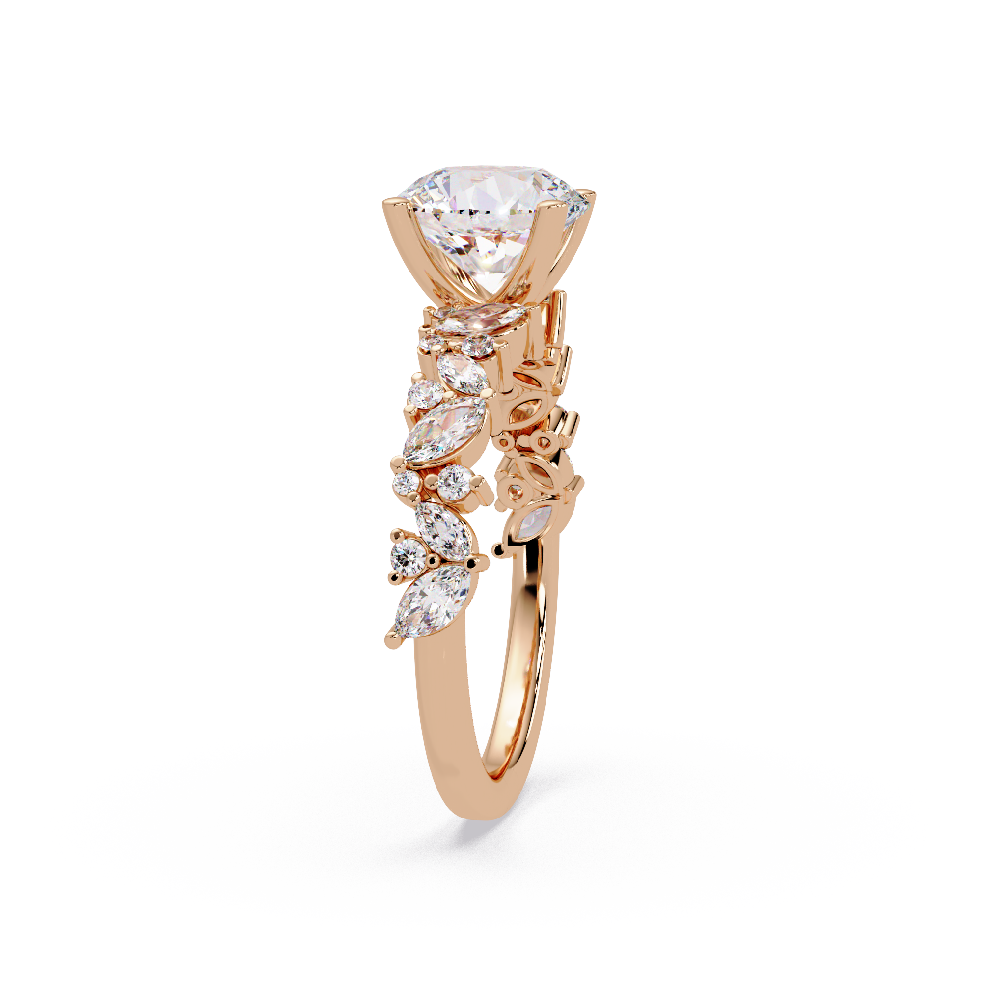 Floral Leaf Diamond Ring