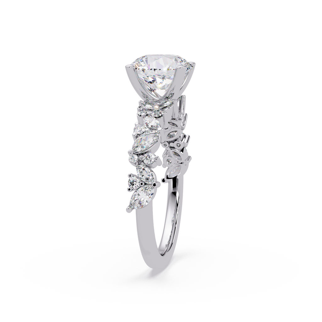 Floral Leaf Diamond Ring