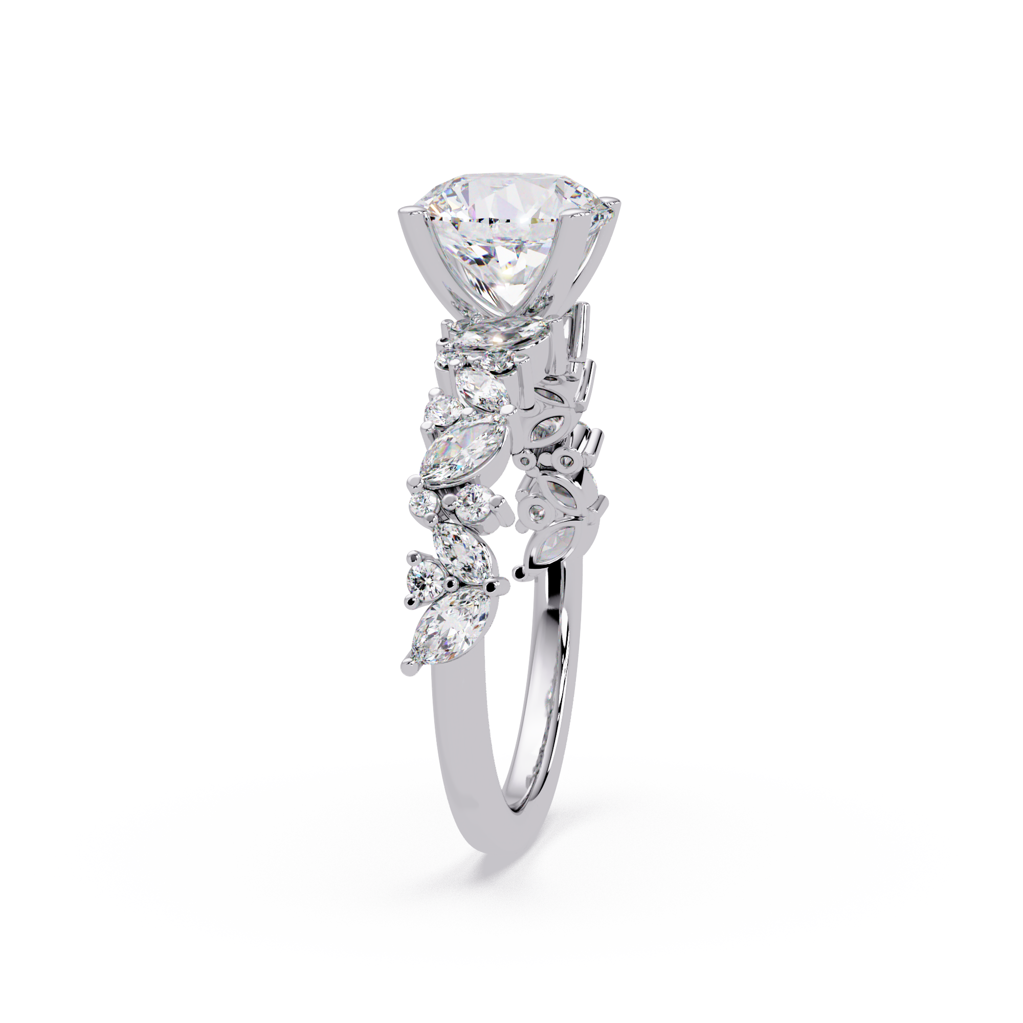 Floral Leaf Diamond Ring