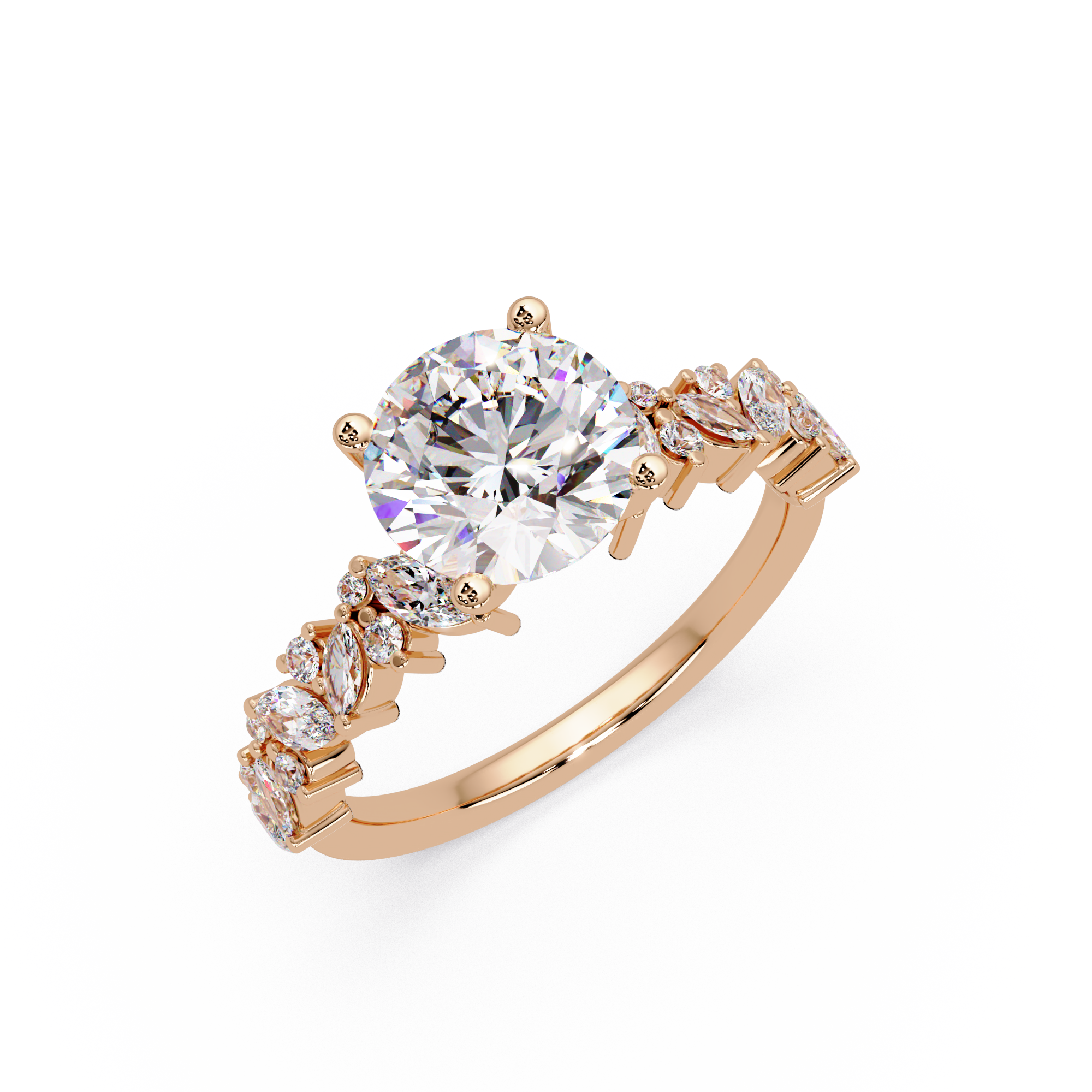 Floral Leaf Diamond Ring