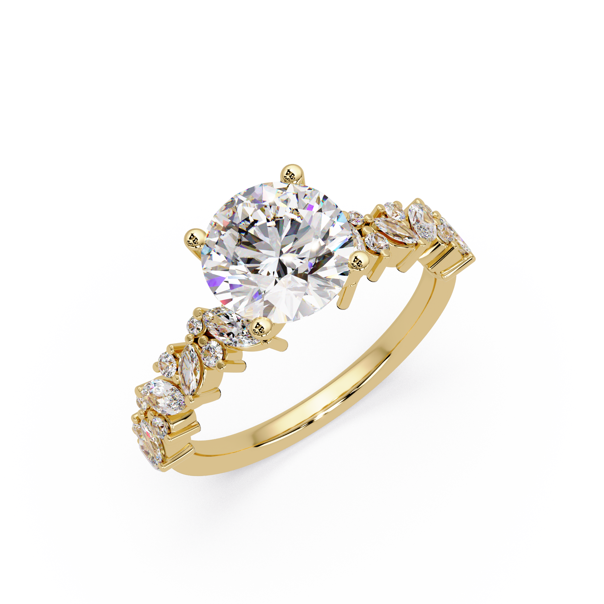 Floral Leaf Diamond Ring