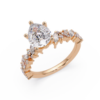 Nature-Inspired Pear Diamond Engagement Ring with Marquise & Round Accent Stones